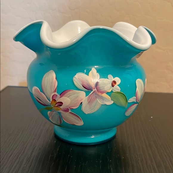 Fenton Small Blue Floral Vase - Picture 5 of 9